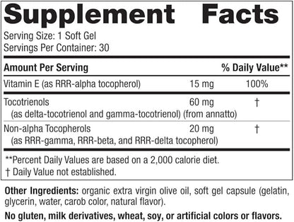 Nordic Naturals Vitamin E Complex, Unflavored - 30 Soft Gels - 6 Forms of Vitamin E for Antioxidant Support - Cellular Protection - Non-GMO - 30 Servings