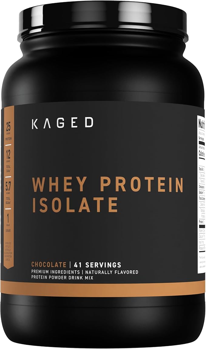 Kaged Whey Protein Isolate Powder | Chocolate | 100% Pure Low Lactose Whey | Post Workout Recovery Drink | Supports Muscle-Building | 25g per Serving | Amazing Taste, Easy Mix for Shakes | 41 Serving