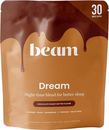 Beam Dream Sleep Powder, Sleep Aid, Sleep Aids For Adults, Contains Magnesium, Melatonin, L Theanine, Apigenin, Natural Sleep Supplement, Vegan, Non GMO, Dairy Free, 3rd Party Tested, 30 Servings