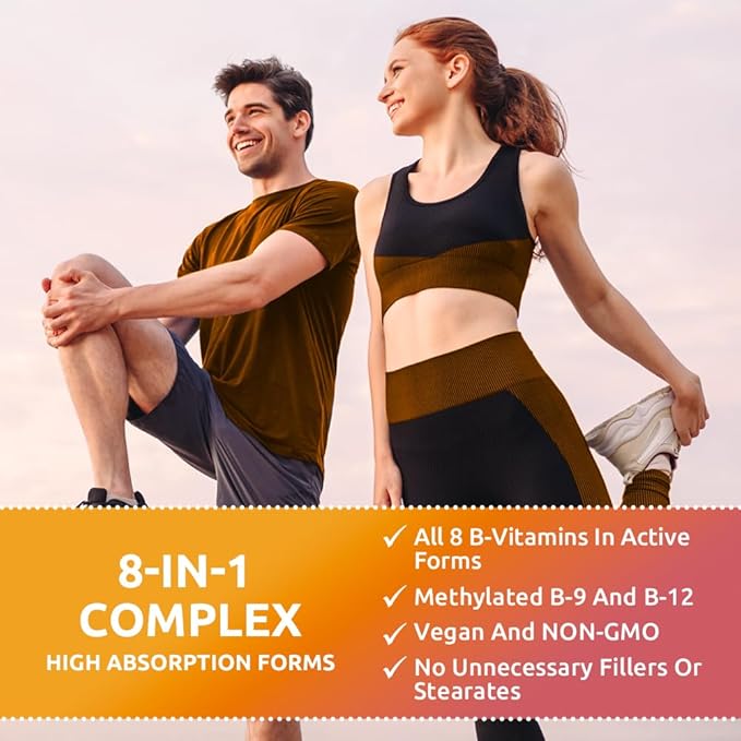 Zentastic Vitamin B-Complex - All B Vitamins with B12, B6, B9 Folic Acid, Choline, Inositol - Active and Methyl Forms - Nervous System, Energy, Metabolism, Immune Support - 90 Vegan Capsules