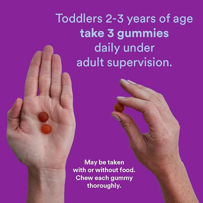 SmartyPants Toddler Multivitamin Gummies: Omega 3 Fish Oil (EPA/DHA), Vitamin D3, C, Vitamin B12, B6, Vitamin A, K & Zinc, Beta Carotene, Gluten Free, Three Fruit Flavors, 90 Count (30 Day Supply)