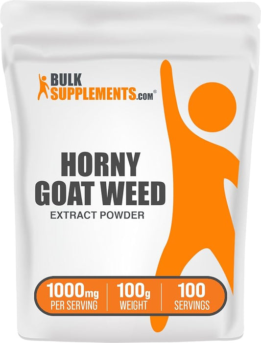 BulkSupplements.com Horny Goat Weed Extract - Epimedium Extract, Horny Goat Weed Herbal Supplements, Horny Goat Weed Powder- Gluten Free, 1000mg per Serving, 100g (3.5 oz) (Pack of 1)