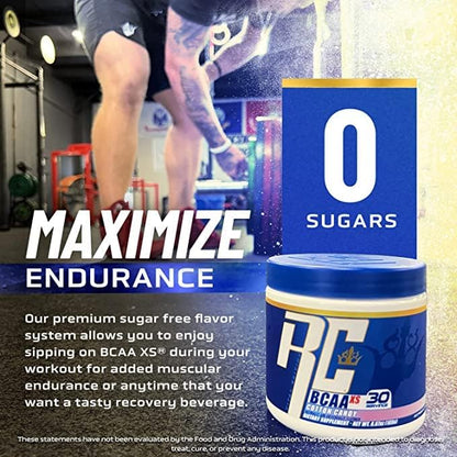 Ronnie Coleman's BCAA XS Powder with EAAs, Branched Chain Amino Acids Post Workout Muscle Recovery, Sugar Free Hydration Drink for Women and Men, Green Apple, 30 Servings