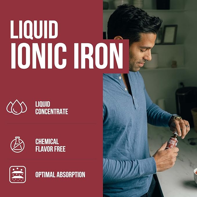 Ionic Liquid Iron Supplement (236 Servings) – Highest Absorption Rate Allows for Smaller Dose & Less Stomach Issues - Non-Flavored, Vegan, Ionically Charged, Earth-Sourced Minerals