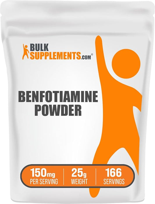 BulkSupplements.com Benfotiamine Powder - Thiamine B1 Supplement, Benfotiamine Supplement - Benfotiamine 150mg, Gluten Free - 150mg per Serving, 25g (0.88 oz) (Pack of 1)