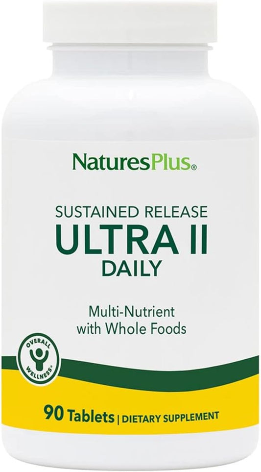 NaturesPlus Ultra II Multivitamin, Sustained Release - 90 Vegetarian Tablets - Daily Whole Food Vitamin & Mineral Supplement for Overall Health - Natural Energy Booster - 90 Servings