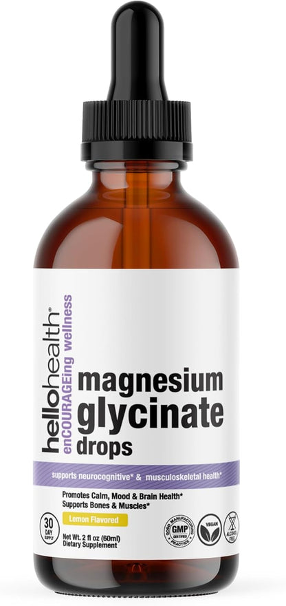 Magnesium Glycinate Liquid Magnesium Supplement Women, Men & Kids – Magnesium Bisglycinate 100 mg for Natural Calm, Muscle Recovery & Joint Support – Magnesium Liquid Vitamins (30 Days) – Lemon Flavor