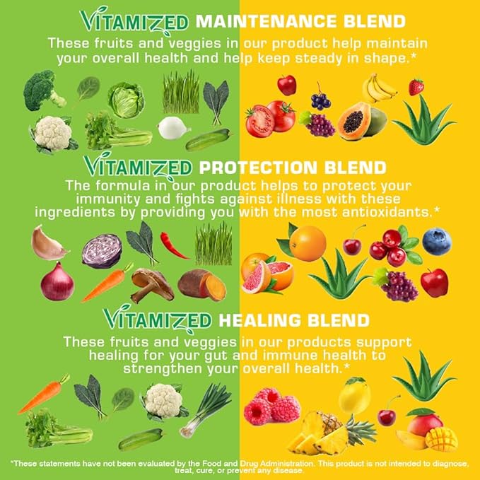 Fruits and Vegetables Supplements With BioPerine, Contains 38 Fruits & Vegetables Super Food Powder Supplements Formula For Overall Health & Nature Energy Boost for Adults Men & Women - Made in USA