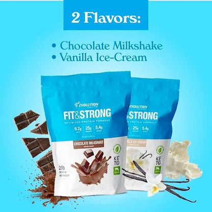 Evolution Advance Nutrition Fit & Strong - Pure Whey Protein Powder with BCAA, 100% Grass-Fed, Quick Absorbing and Fast Digesting for Optimal Muscle Recovery, Natural Flavor – 2 Pounds (Chocolate)