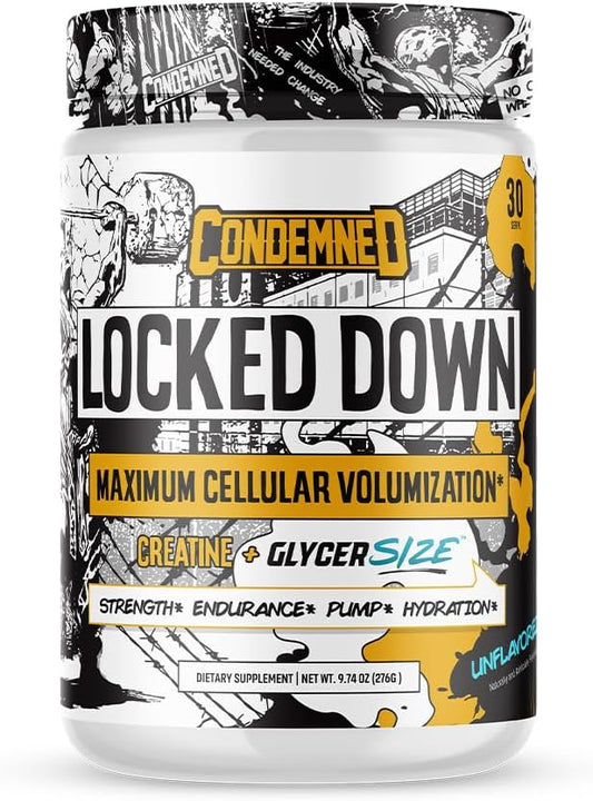 CONDEMNED Labz Locked Down | Creatine Performance Complex | Creatine Monohydrate, Glycerol, Taurine | Enhanced Hydration, Energy & Stamina | 30 Servings (Unflavored)