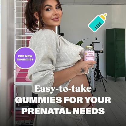 Hair Gummy Prenatal Vitamins for Women Pregnancy with Vitamin B6 - Pre Natal Multivitamin for Women & Folic Acid - 60 Prenatal Gummies - Hair Gummies for Women with Folic Acid (1Pack)