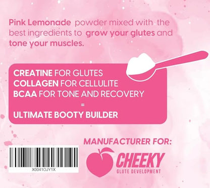 Booty Pump Formula - Pink Lemonade Creatine Blend for Women, BCAAs & Collagen, Muscle Gain & Booty Growth Enhancer, Grit-Free Formula Creatina Para Mujeres Queratina Para Musculos