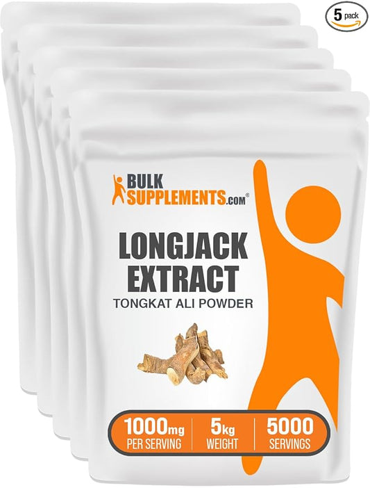BulkSupplements.com Longjack Extract Powder - Tongkat Ali Extract, Longjack Tongkat Ali Powder - Tongkat Ali for Men & Women, Gluten Free - 1000mg per Serving, 5kg (11 lbs) (Pack of 5)