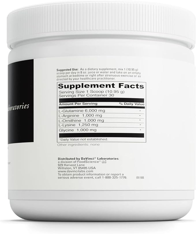 DAVINCI Labs Maxi-HGH - Amino Acid Supplement to Support Cardiovascular System, Muscle Recovery and Human Growth Hormone Release - Gluten-Free - Vegetarian - 328.5 g Powder