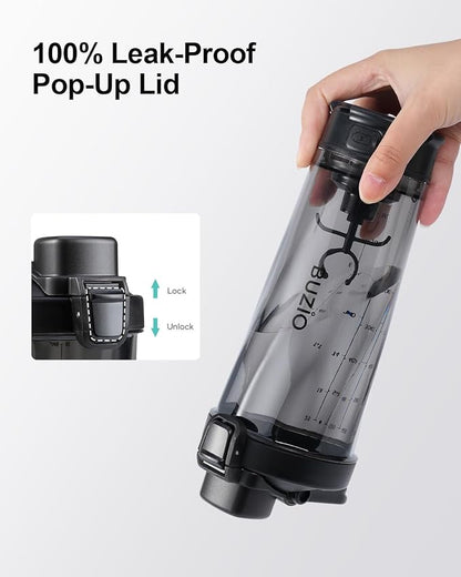 BUZIO Electric Protein Shaker Bottle, 24 oz Shake Blender Bottle, USB Rechargeable Blender Bottles for Protein Mixes Shaker Cups, Portable Large Sports Water Bottles Made with Tritan, Black