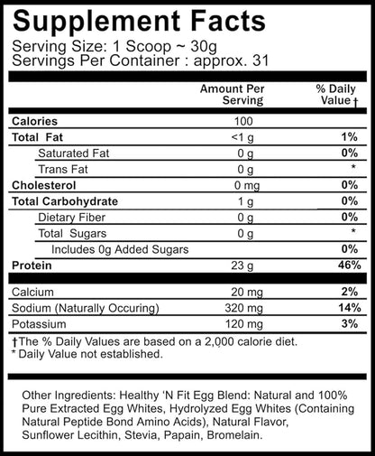 Healthy 'N Fit 100% Egg Protein- Vanilla Ice Cream (2lb): 100% Egg White Protein Plus Natural Peptides. Pure, All Naturally Sweetened Protein