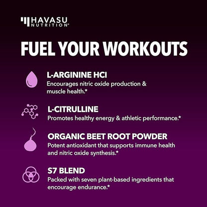 Pre Workout Powder - L Arginine Powder Nitric Oxide Supplement for Men and Women - Pre and Post Workout Support - L-Arginine L Citrulline and Beet Root Powder - Endurance and Performance - Mixed Berry