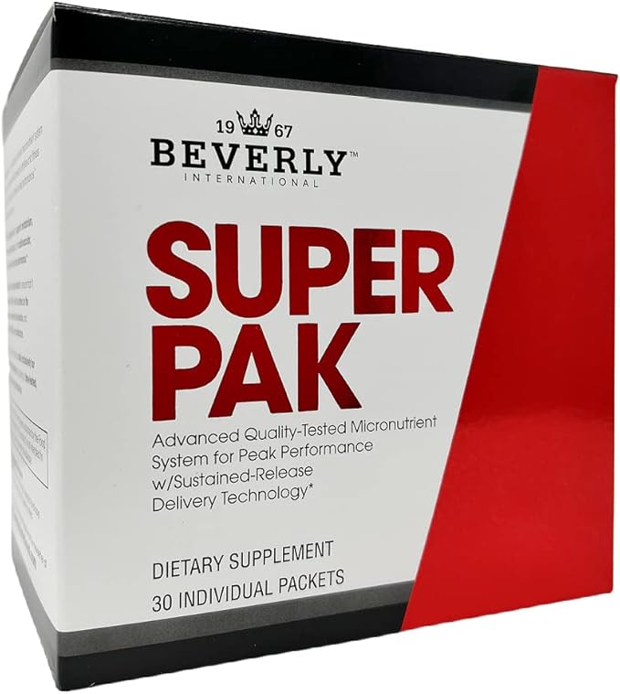 Beverly International Super Pak. 30 Packs. High-Potency Multivitamin, Daily Pack for Energy, Performance, Immune System Health. Custom-formulated for Athletes, Active Men and Women since 1970.