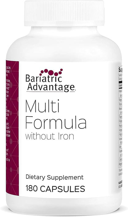 Bariatric Advantage Multi Formula without Iron, High Potency Daily Multivitamin for Bariatric Surgery Patients with 22 Essential Vitamins and Nutrients - 180 Capsules