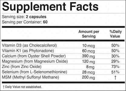 BonStrong- Nano Calcium Supplement Capsules with MSM 3x 120 Capules for Bone Density, Bone and Joint Health, Nano Nutrients Bone Renewal, Bone Boost Vitamin Bone Health, Bone Supplements - Made in USA