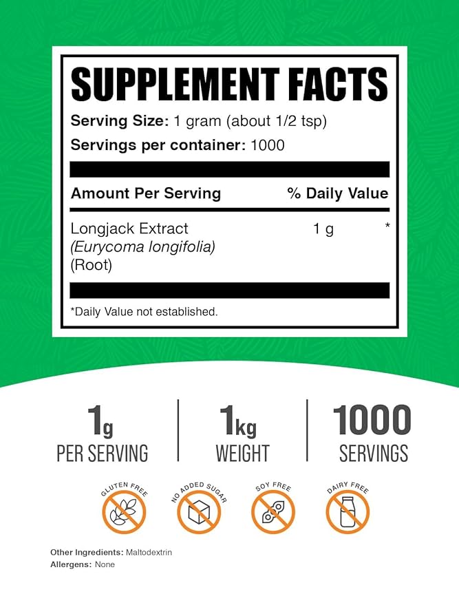 BulkSupplements.com Longjack Extract Powder - Tongkat Ali for Men - Eurycoma Longifolia for Men -Tongkat Ali for Women - Tongkat Ali Extract - Longjack Tongkat Ali Powder (1 Kilogram - 2.2 lbs)
