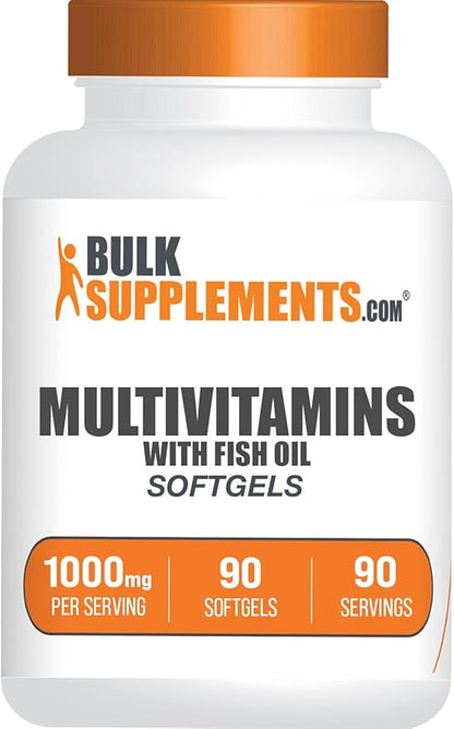 BulkSupplements.com Multivitamin Softgels - Daily Multivitamin, Multimineral Supplement, Multivitamin for Adults wit Fish Oil - Gluten Free, 1 Softgel per Serving, 90 Count (Pack of 1)