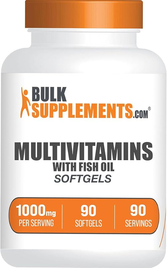 BulkSupplements.com Multivitamin Softgels - Daily Multivitamin, Multimineral Supplement, Multivitamin for Adults wit Fish Oil - Gluten Free, 1 Softgel per Serving, 90 Count (Pack of 1)