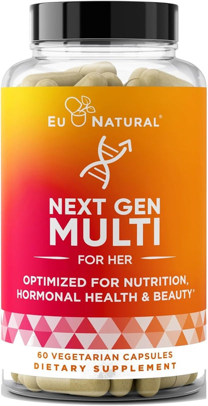 Next Gen Multivitamin for Women – 22 Optimized Vitamins for Immunity, Beauty, Brain, Energy, Bones and Heart – Vitamin C, D, E, K, Iron, B6 and DHA - 60 Vegetarian Soft Capsules (Packaging May Vary)