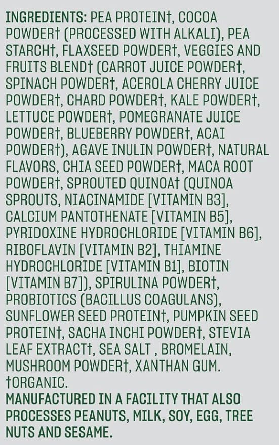 Vega Organic All-in-One Vegan Protein Powder, Chocolate - Superfood Ingredients, Vitamins for Immunity Support, Keto Friendly, Pea Protein for Women & Men, 14.7 oz (Packaging May Vary)