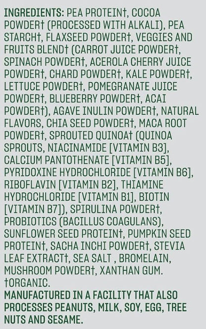 Vega Organic All-in-One Vegan Protein Powder, Chocolate - Superfood Ingredients, Vitamins for Immunity Support, Keto Friendly, Pea Protein for Women & Men, 14.7 oz (Packaging May Vary)