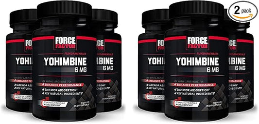 Force Factor Yohimbine Supplement for Men, Yohimbe Bark Extract with Superior Absorption to Enhance Performance, 6mg Yohimbine Bark Pills with Key Natural Ingredients, 90 Capsules (6-Pack)
