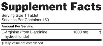 Nugenix Essentials L-Arginine Amino Acid Supplement, 1000 mg, 150 Tablets