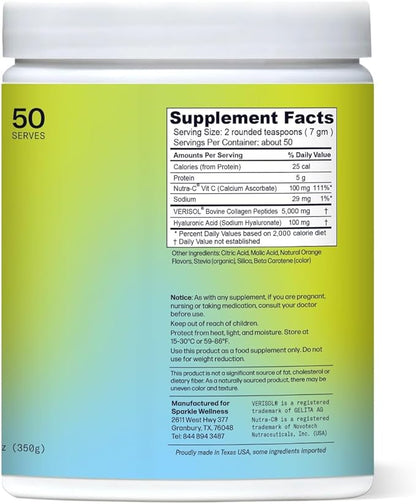 Sparkle Wellness Skin Boost Plus (Tropical) [50-Serves] | Collagen Powder Supplement with VERISOL Bioactive Hydrolyzed Collagen Peptides, Vitamin C & Hyaluroic Acid