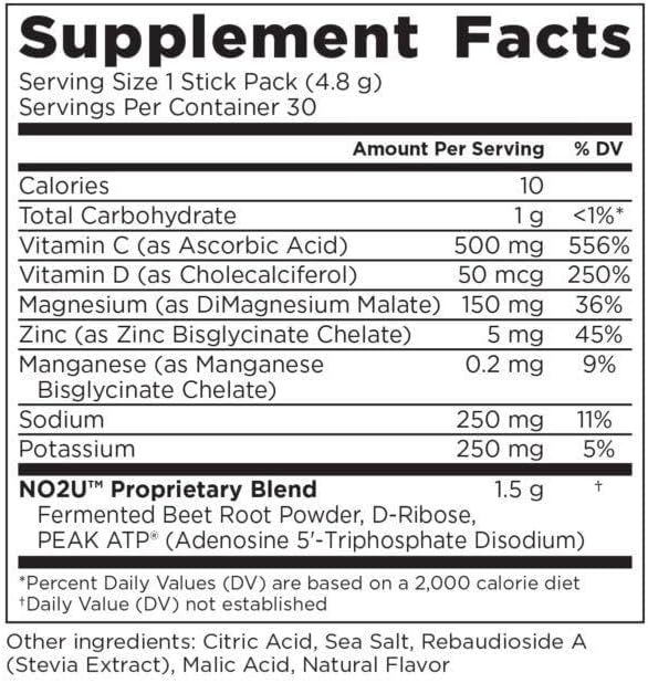 N.O. Beetz Nitric Oxide Fueled Energy Boost Supplement, Hydration & Cellular Energy Production Enhancer, Blend of Vitamins and Minerals (30 Servings)