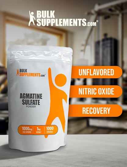 BulkSupplements.com Agmatine Sulfate Powder - Nitric Oxide Supplement, Agmatine Sulfate 1000mg - Unflavored & Gluten Free, 1000mg per Serving, 5kg (11 lbs) (Pack of 5)