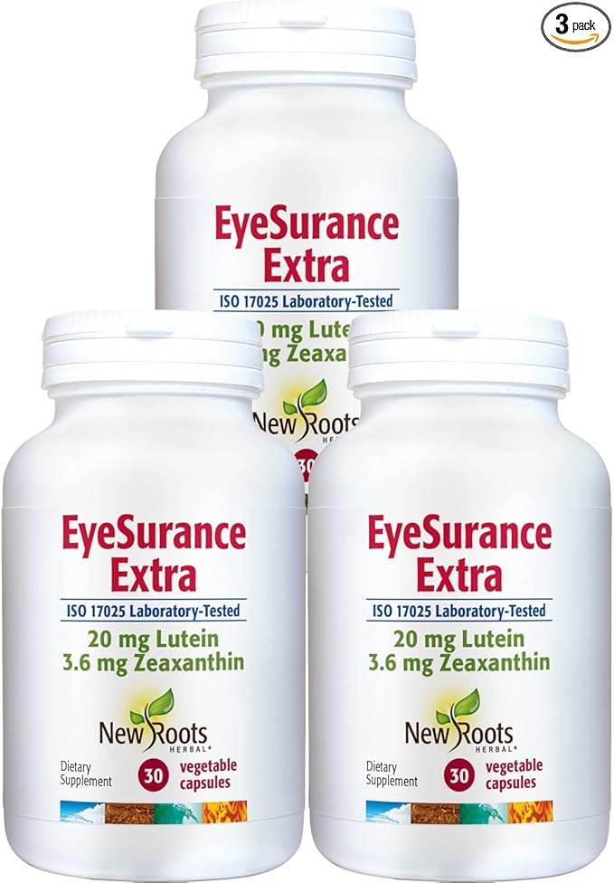 NEW ROOTS HERBAL EyeSurance Extra Multivitamin Supplement | Lutein Zeaxanthin 30 Vegetable Capsules [Pack of 3]
