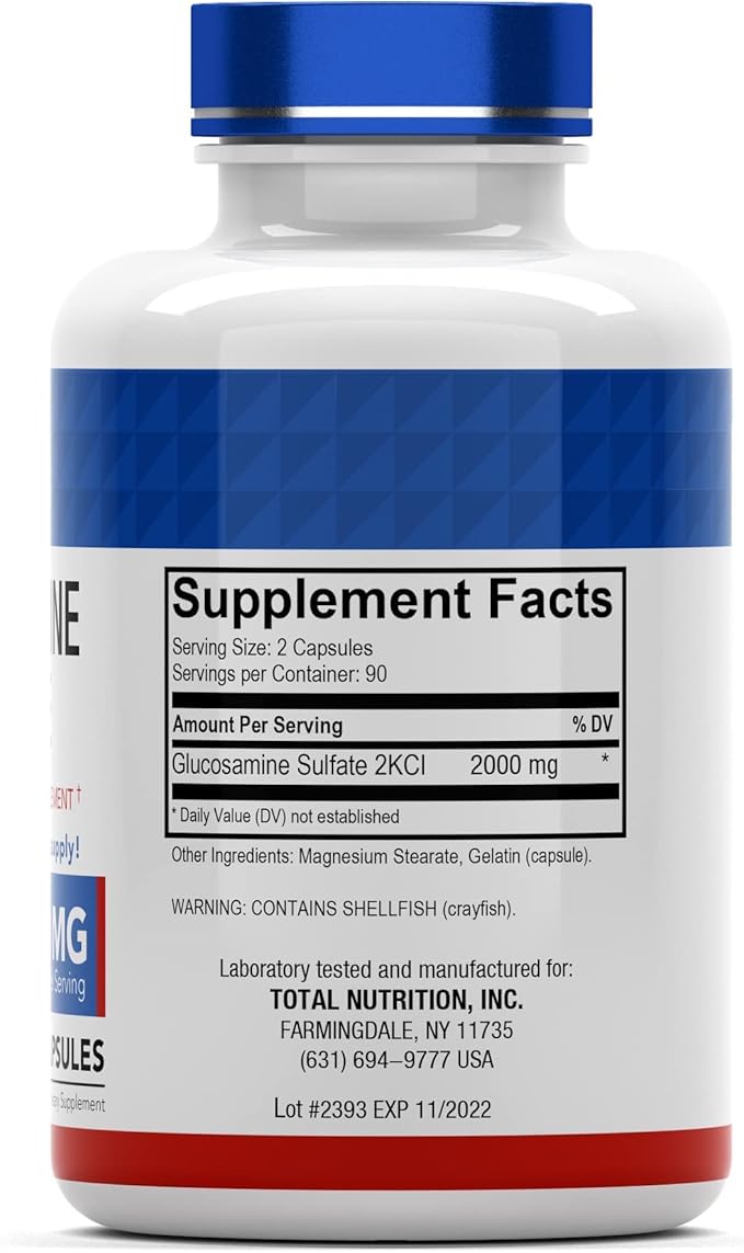 Glucosamine Sulfate Capsules 2000 MG (180 Count) | Joint Support* Supplement for Women & Men | Produced in The USA | Promotes Flexibility & Mobility