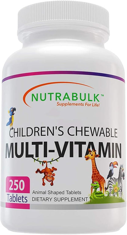 Children’s Chewable Multi-Vitamins - Promotes Overall Development - USA Made Vitamins for Kids to Support Immune System & Bones |Gluten Free Cherry Flavored 250 Tablets