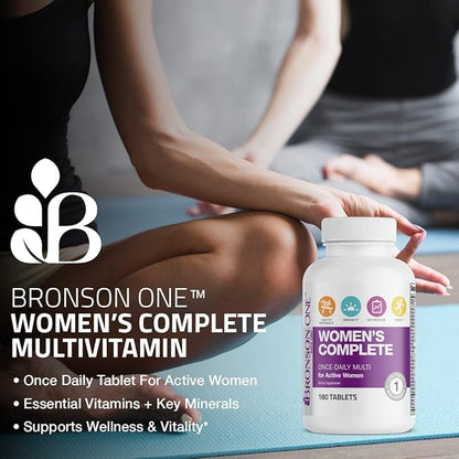 Bronson ONE Daily Women’s Complete Multivitamin Multimineral Once-Daily Multi for Active Women, 180 Tablets