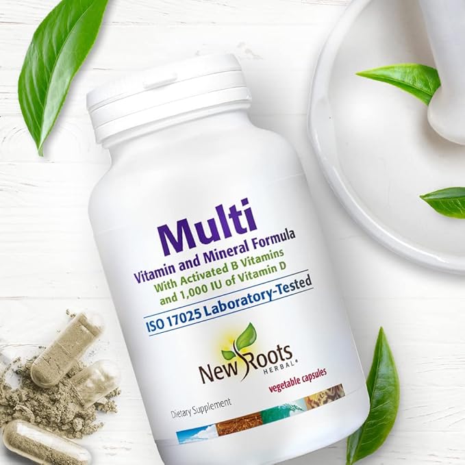 NEW ROOTS HERBAL – Multi (60 Veg Caps)|Vitamins C D E B1 B2 B6 B12, Biotin, Niacin, Zinc | Optimal Health & Energy| Healthy Skin| Supports Immunity