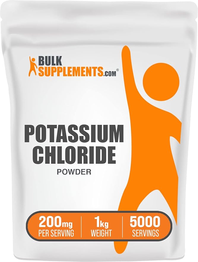 BulkSupplements.com Potassium Chloride Powder - Potassium Supplement Powder, Potassium Chloride Salt Substitute, Potassium Salt - Gluten Free, 200mg per Serving, 1kg (2.2 lbs) (Pack of 1)