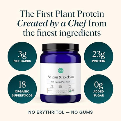 Ora Organic Vegan Protein Powder - 23g Plant Protein for Women and Men - Chocolate Flavor 20 Servings, Bloat-Free, Gluten Free, Non-GMO, No Artificial Sweeteners
