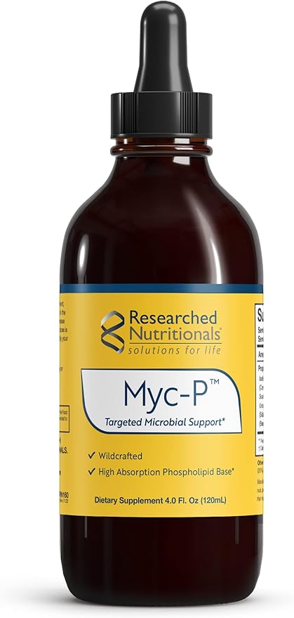 Researched Nutritionals Myc-P - Targeted Microbial Support - Cat's Claw, SIDA Acuta, Houttuynia, Chinese Skullcap, Bearberry - Vegan Herb Extract for Immune & Cleanse Detox Support (4 Fl Oz)