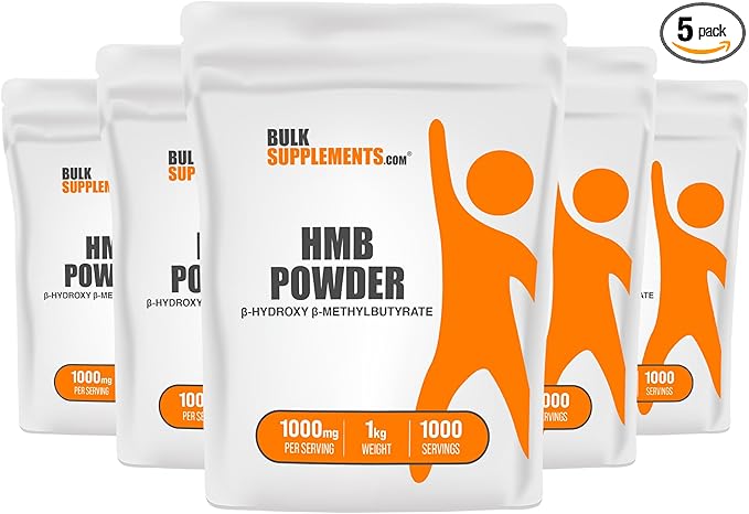 BulkSupplements.com HMB Powder - as Calcium HMB, Beta-Hydroxy Beta-Methylbutyrate - HMB Powder Supplements, Gluten Free - 1000mg per Serving, 5kg (11 lbs) (Pack of 5)