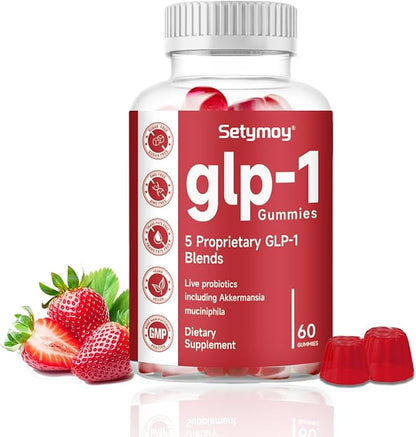 GLP-1 Supplement Gummies with Akkermansia Probiotic, Berberine, GLP 1 Probiotic Gummy for Women and Men 60 Gummies