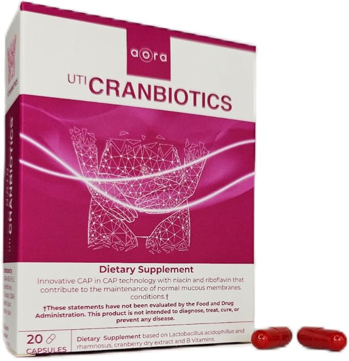 AORA UTI Cranbiotics | URO Probiotic for Women | Dual suppport | Urinary and Vaginal | Cranberry Pills | Vaginal Probiotic | Multivitamin for Women | Yeast Infection