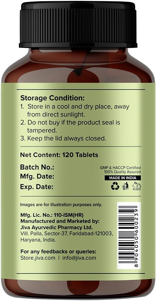 JIVA Shatavari Tablets 500mg | 100% Pure & Natural Supplement for Men & Women - 120 Tablets (Pack of 1)