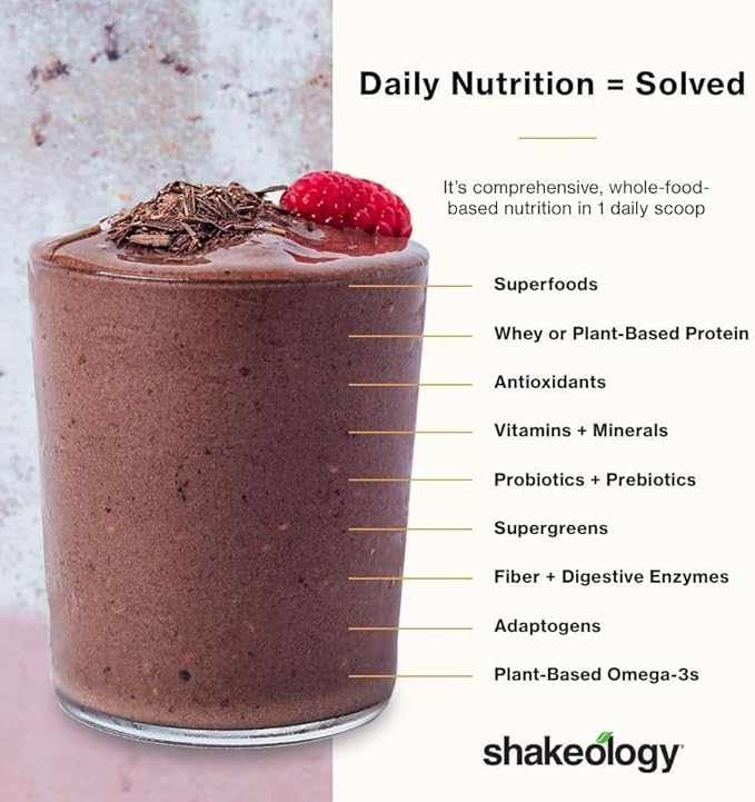Shakeology 0g Added Sugar Vegan Protein Powder - Gluten Free, Superfood Protein Shake - Helps Support Healthy Weight Loss, Lean Muscle Support, Manage Effects of Stress, Chocolate - 30 Servings