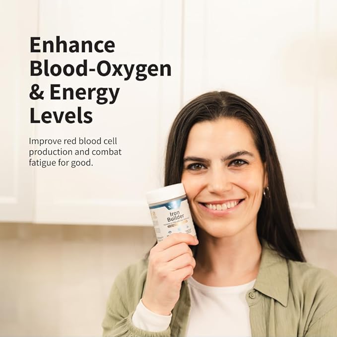 Natural Blood Builder Iron Supplements, 21mg Iron Pills to Increase Energy, Metabolism & Digestion, Absorbs Quickly Vitamins Organic Nutrients (60 Capsules)