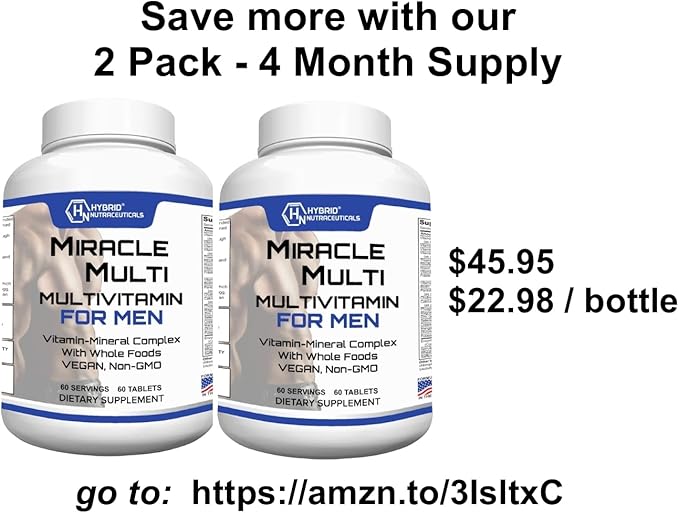 Performance Blend, Best Multivitamin for Men, Vitamin and Mineral Supplement with Probiotics, Superfood Enzyme Blend for Optimized Heart, Prostate, Stamina, Energy, Non-GMO, 60 Day Supply